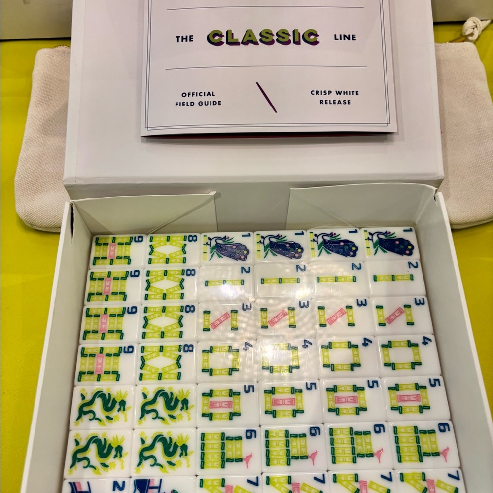 Classic Line Mahjong Set - White and Green -New! Still in box w/ plastic wrap.